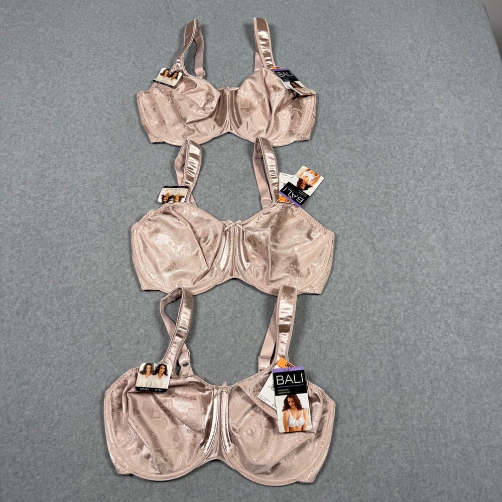Bali 3562 Satin Tracings Minimizer Underwire Bra 3 Pack Rosewood 36DD NEW NWT